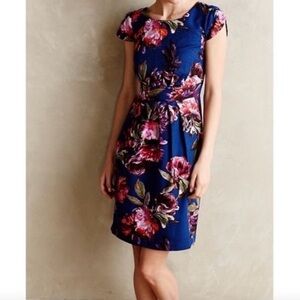 Moulinette‎ Soeurs Rosado Floral Sheath Dress Short Sleeves Pockets Blue Pink 4